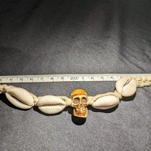 Hemp and Shell Necklace with Skull